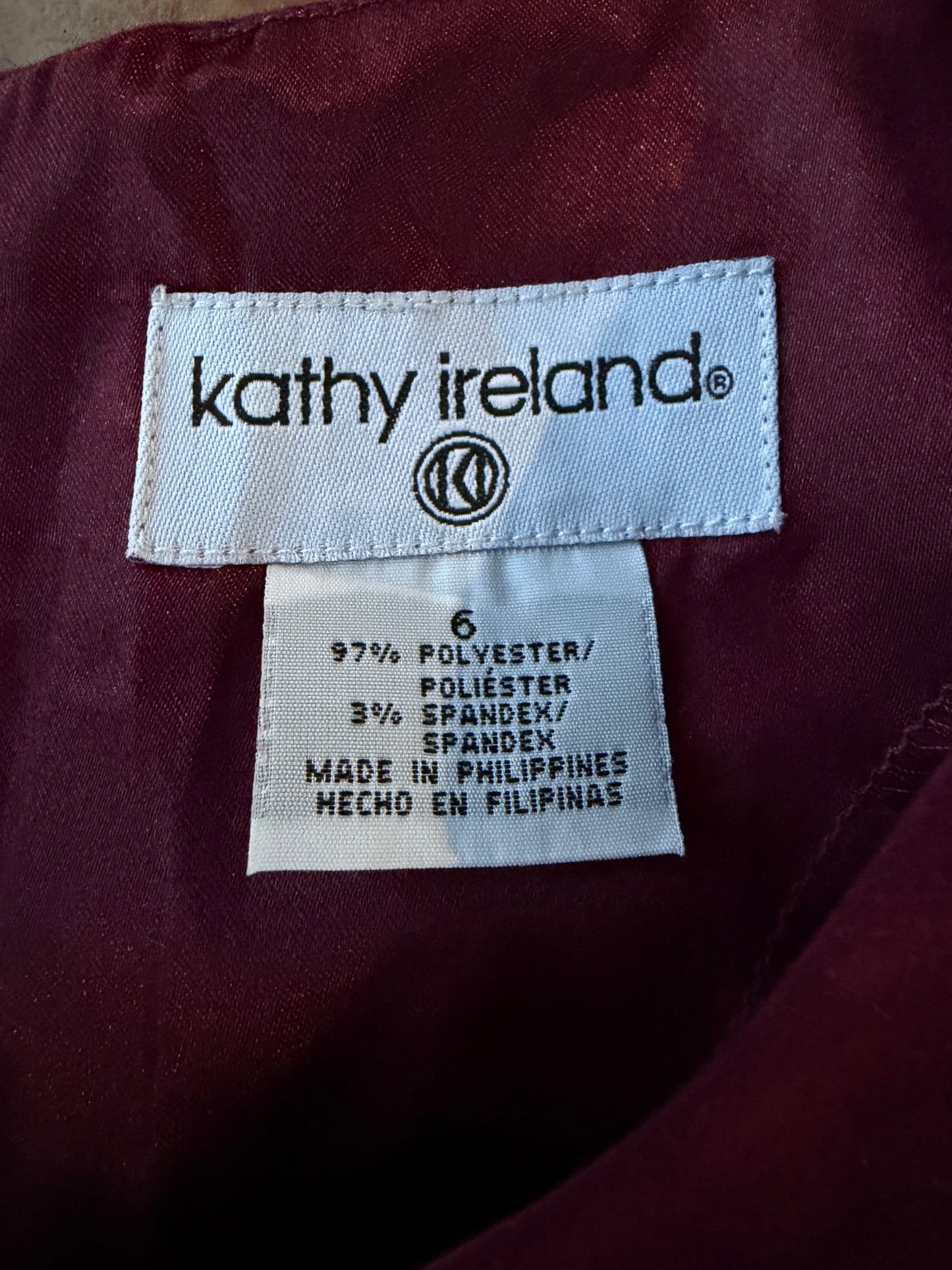 Kathy Ireland business suit dress maroon color size is  6 …