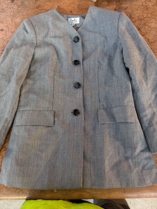 Emily business jacket suit size Petite 6 black white dots used …