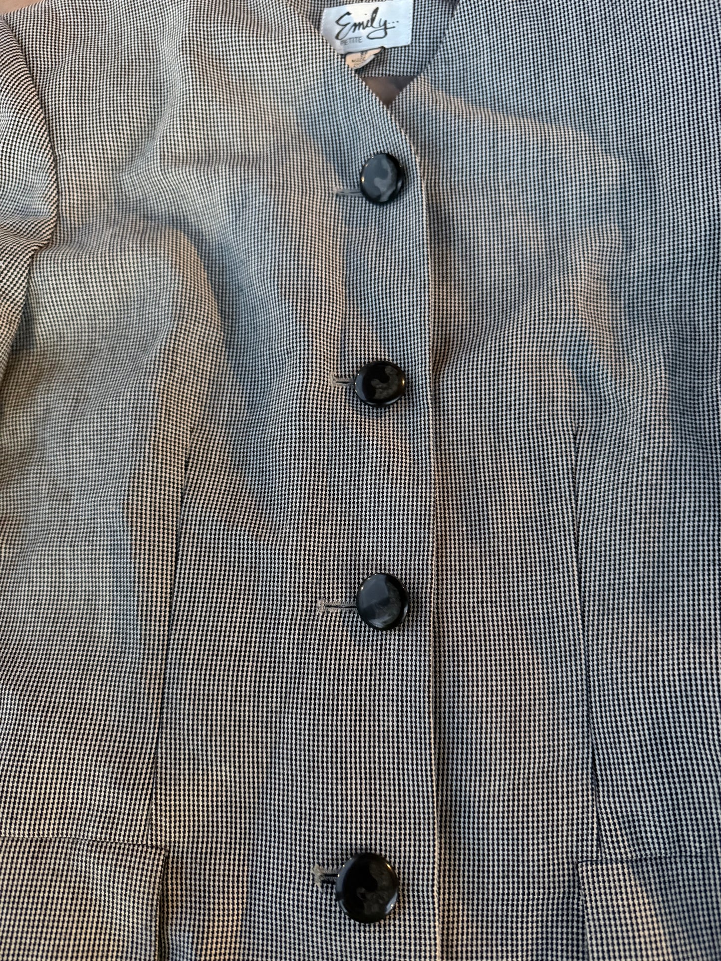 Emily business jacket suit size Petite 6 black white dots used …