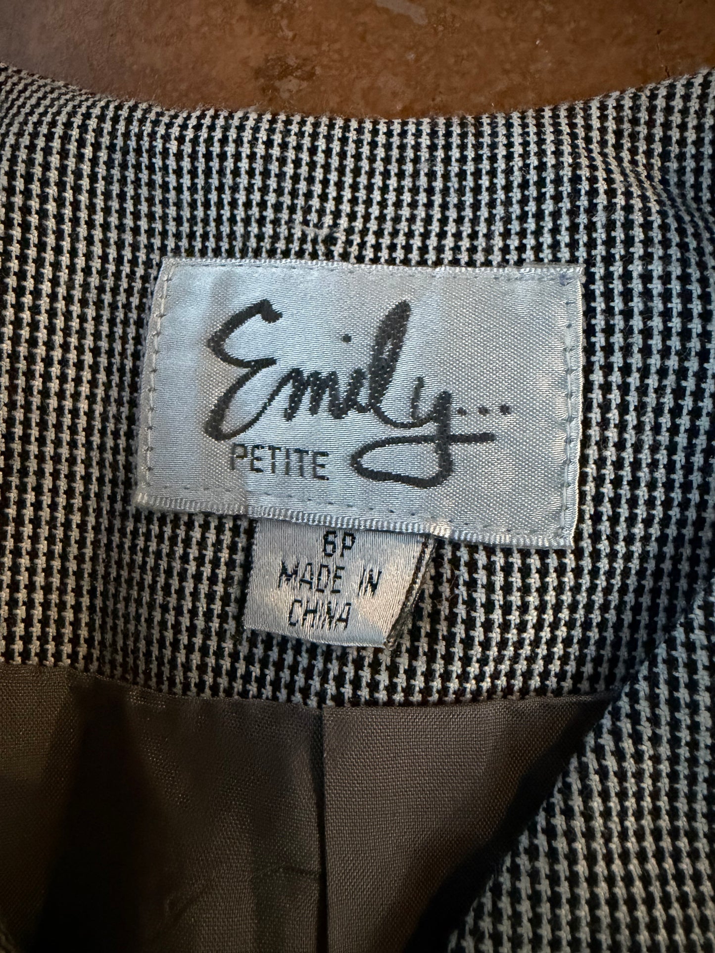 Emily business jacket suit size Petite 6 black white dots used …