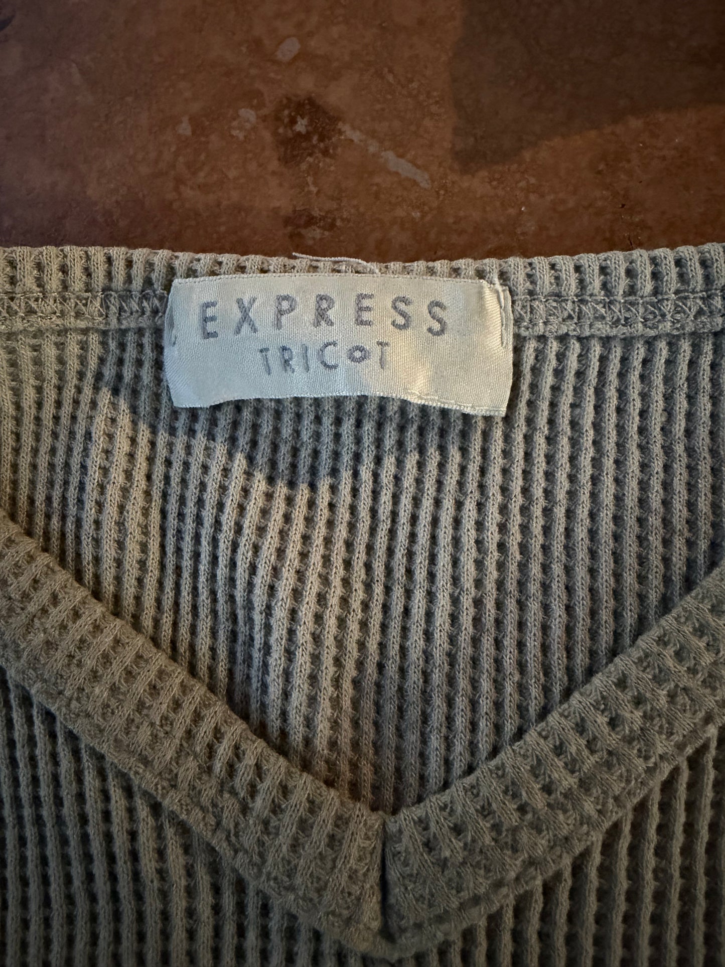 Express Tricot shirt ladies size Large tan color striped…