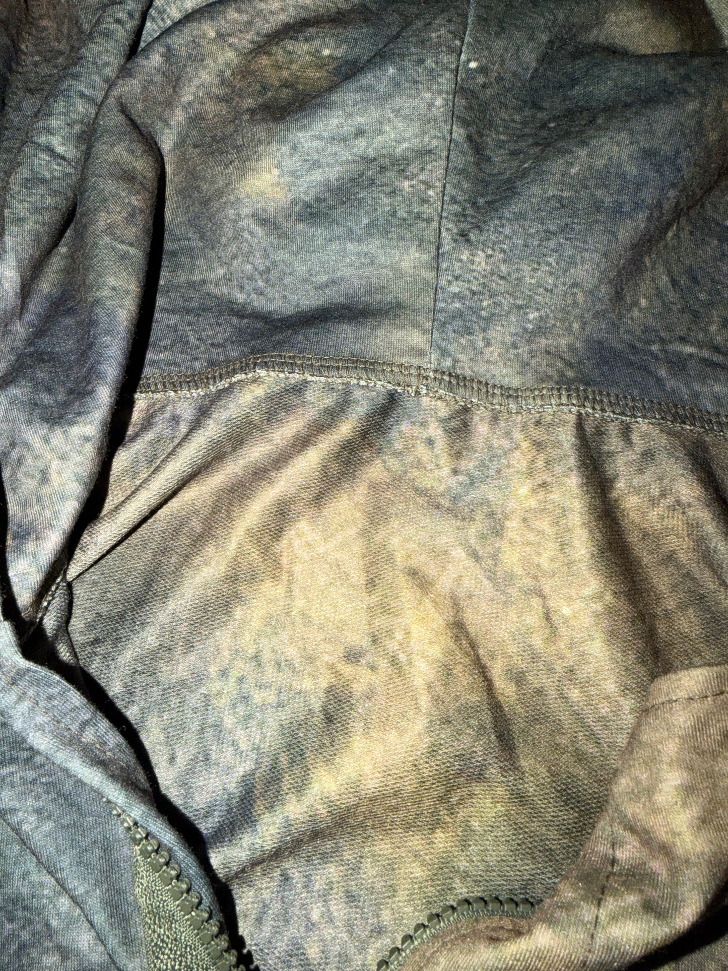 Gothic hoodie gray and dark olive green zipper and rope stitch on side no tag hand made size XL …