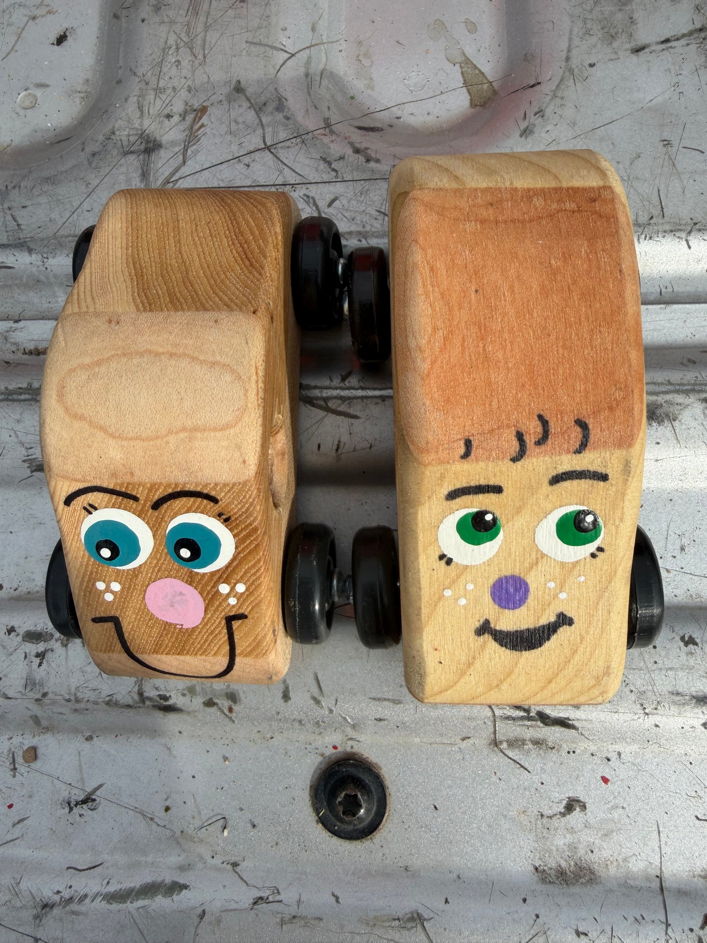 Tiny Tim’s Toy Factory wooden cars 2 each all wood push …