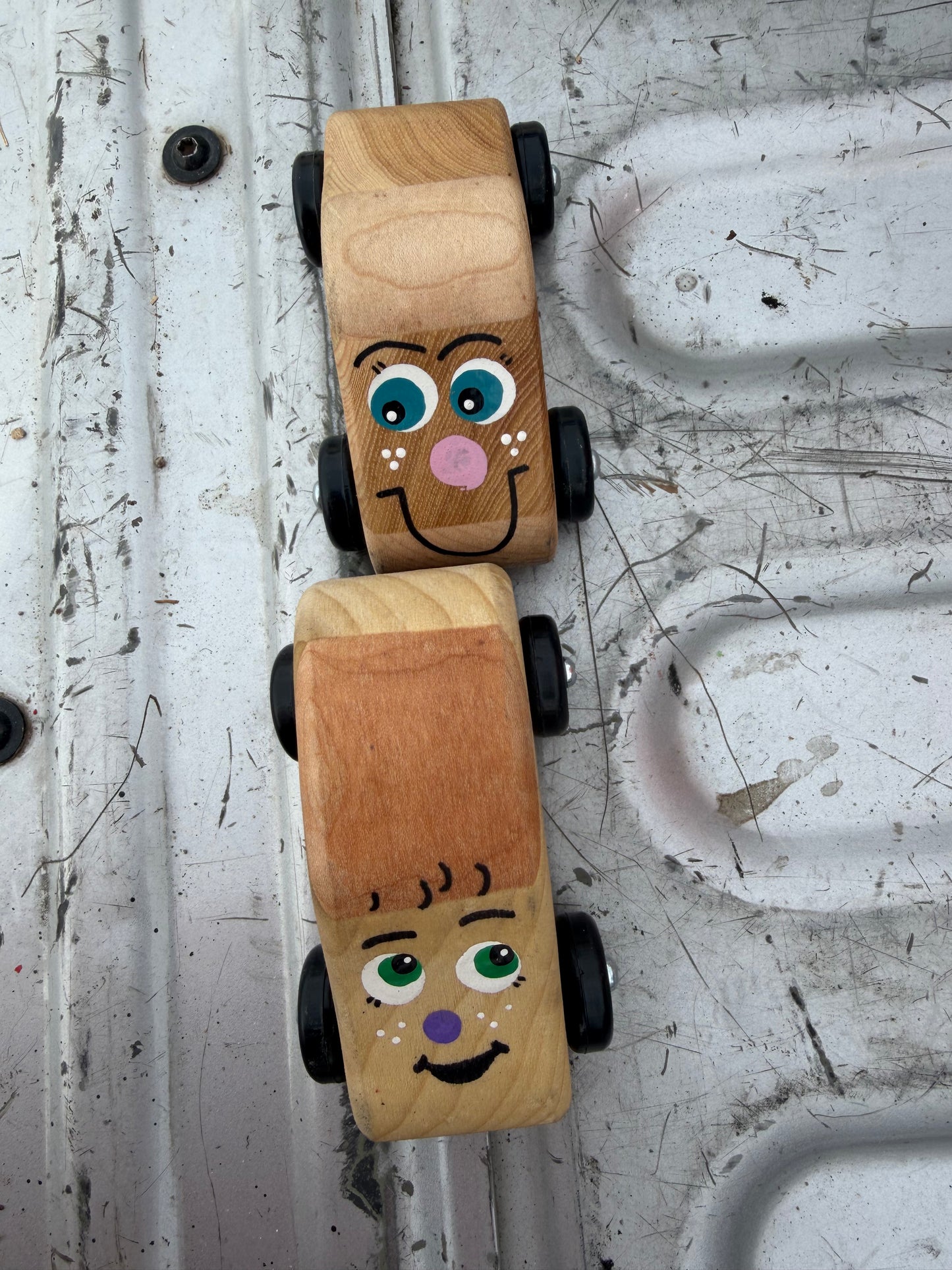 Tiny Tim’s Toy Factory wooden cars 2 each all wood push …