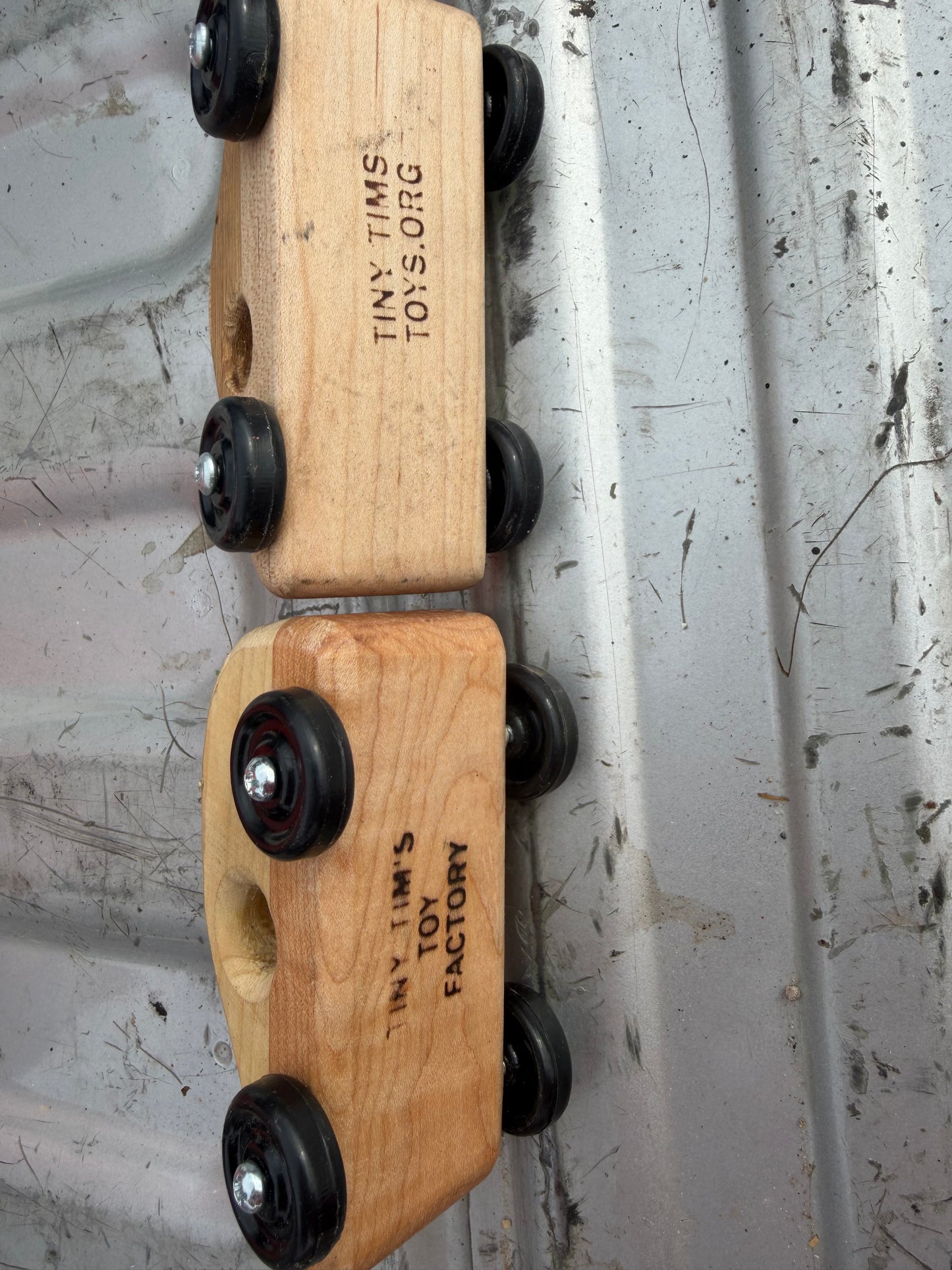 Tiny Tim’s Toy Factory wooden cars 2 each all wood push …