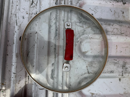 Glass pot lid with red handle 9.5 inch around…