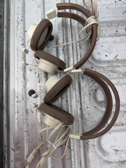Headphones 2 ea. school talking mono  ear phones used fits anyone adjustable…
