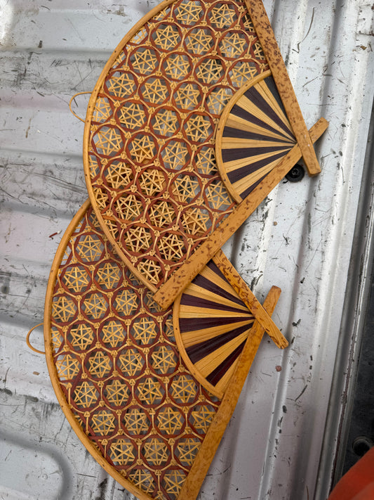 Wall art decoration fans 2 each made of bamboo wood…