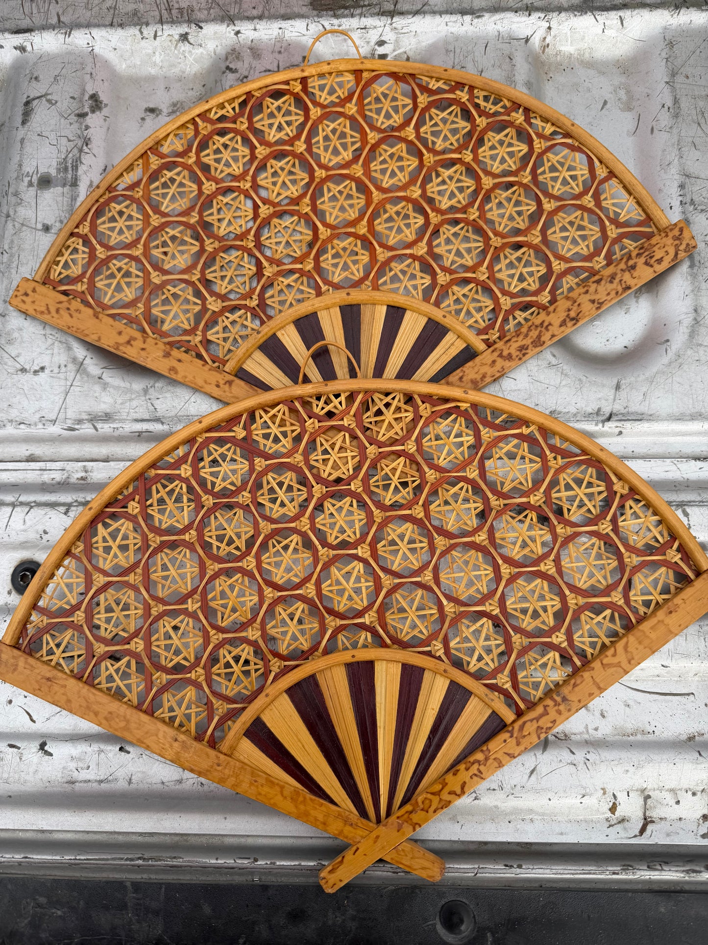 Wall art decoration fans 2 each made of bamboo wood…
