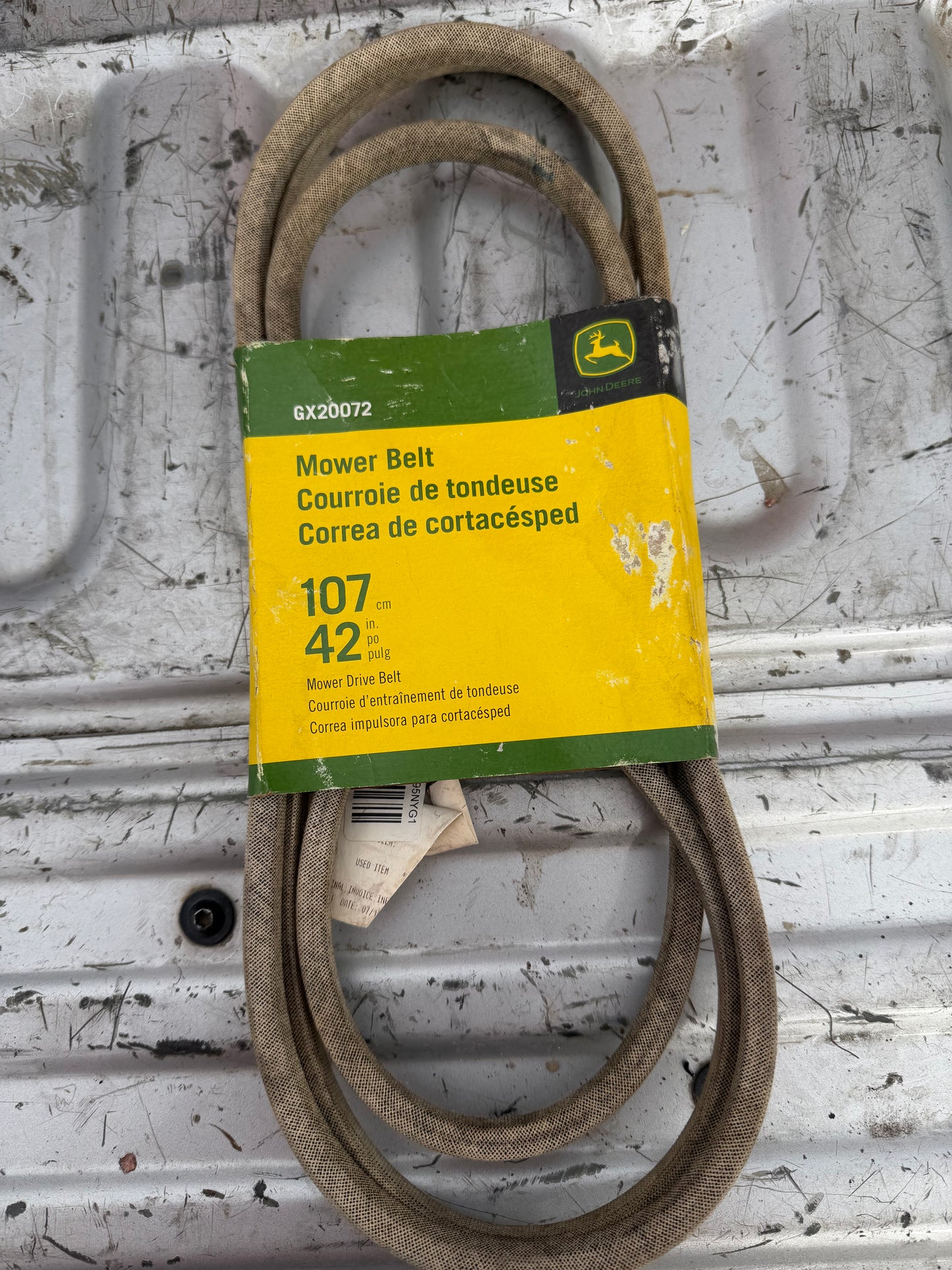 John Deer mower drive belt new 107cm or 42 inch long …