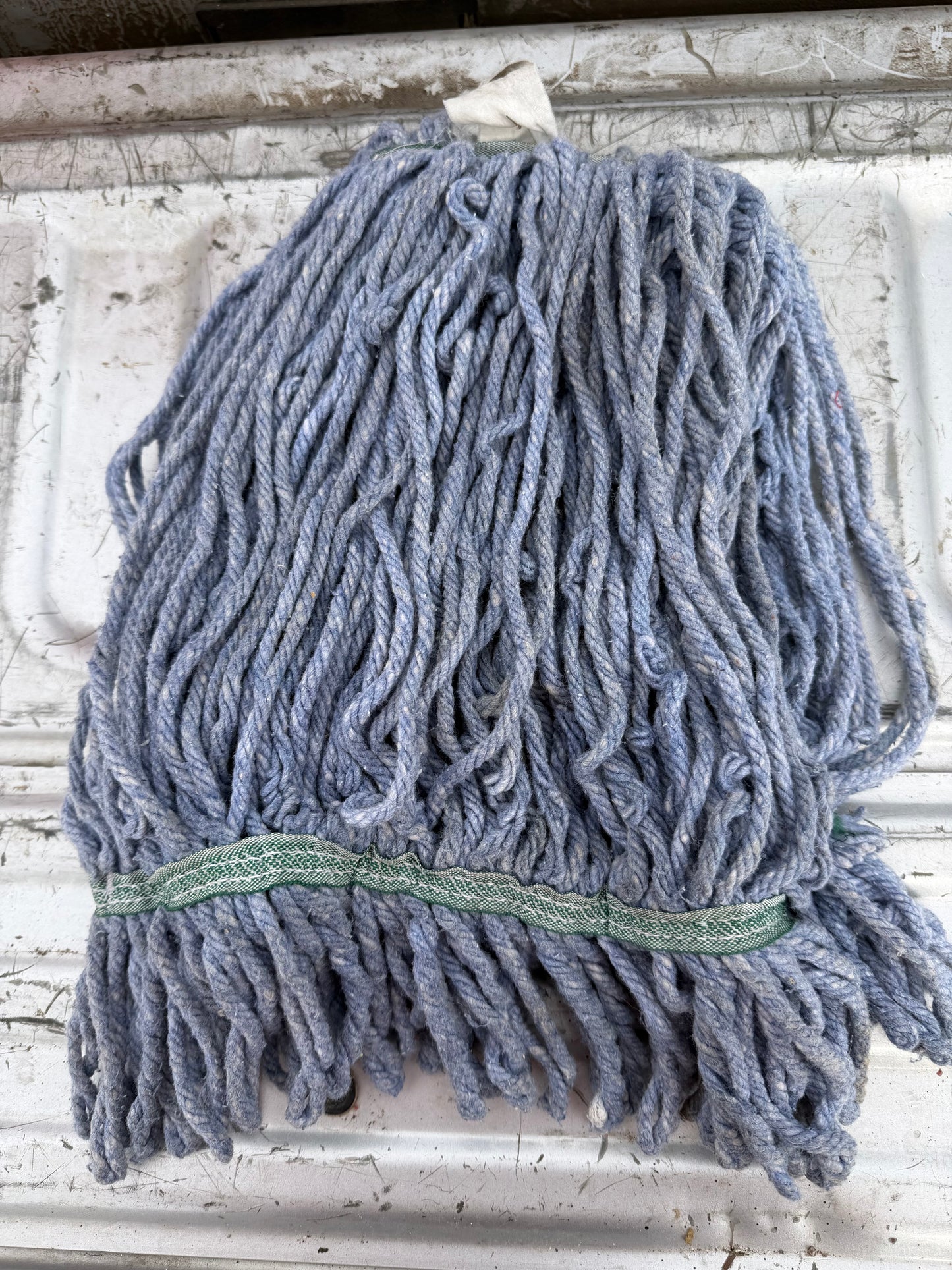 Mop head cotton cloth new out of bag blue strings …