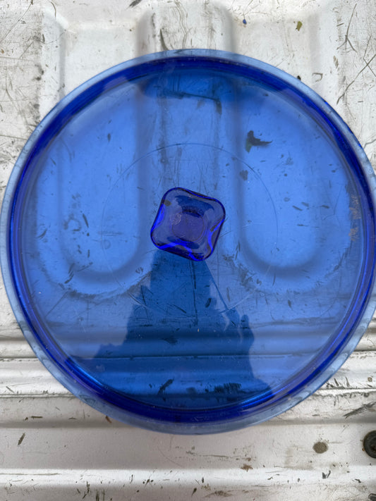 Blue glass pot lid tempered glass for heat small handle 9 inch round…