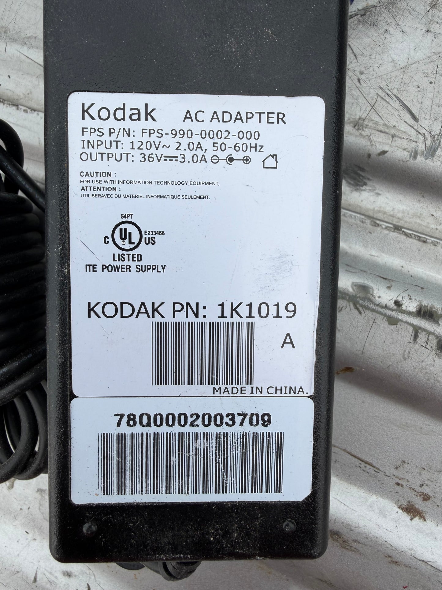 Kodak laptop power supply charger cord #7800002003709 …