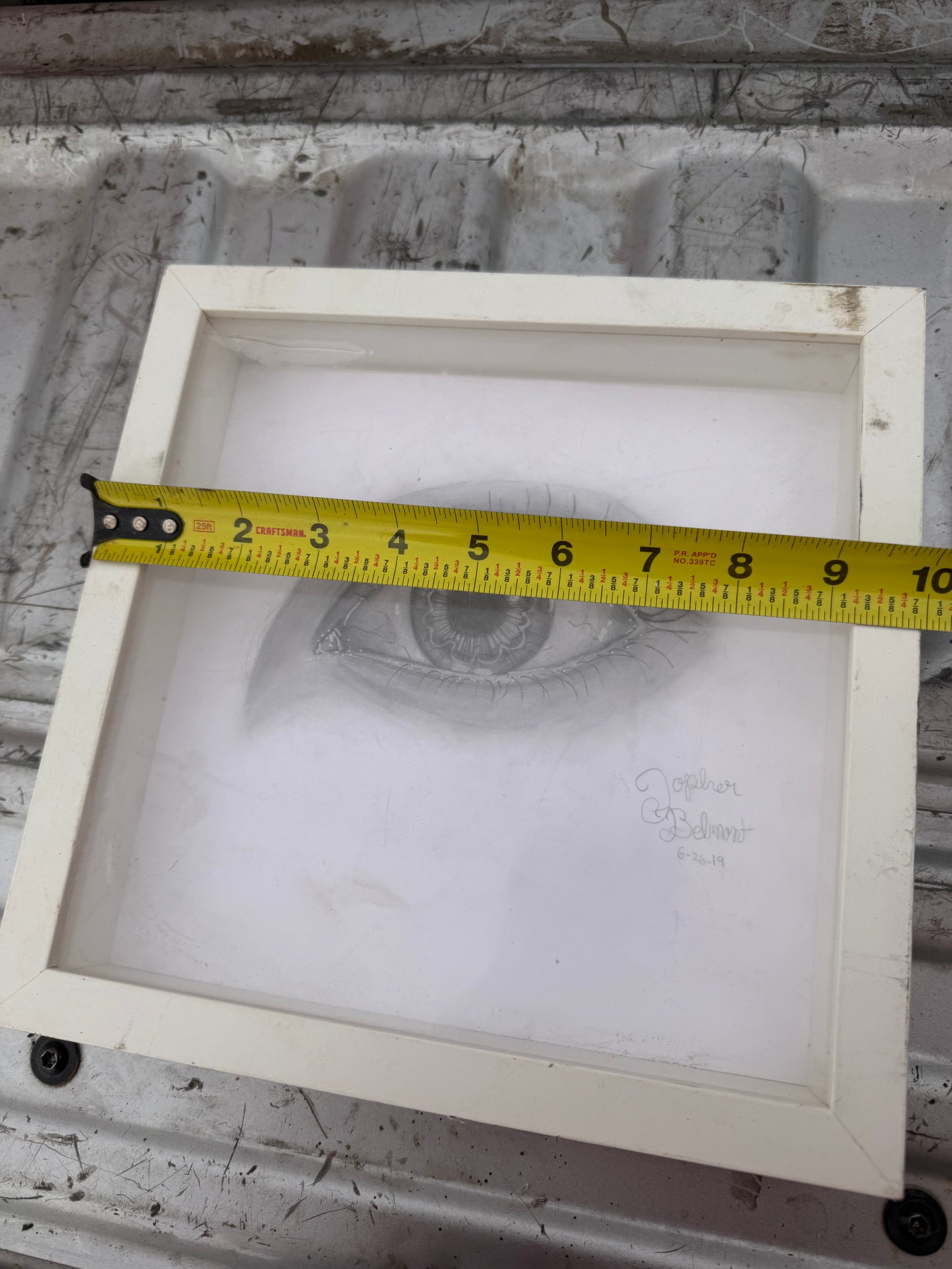 Graphic Art picture woman’s eye very detailed signed art pencil…