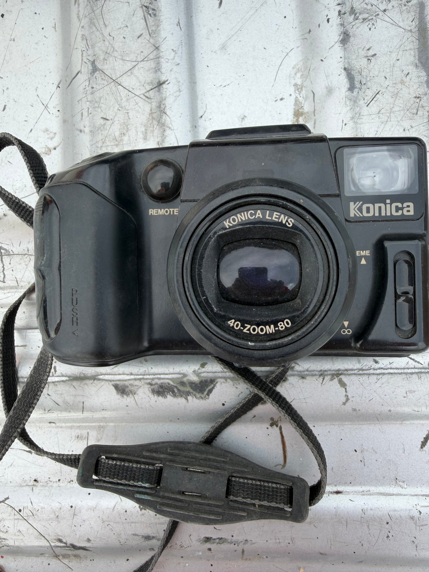Konica 35 mm camera 40 zoom lens power zoom flash used …