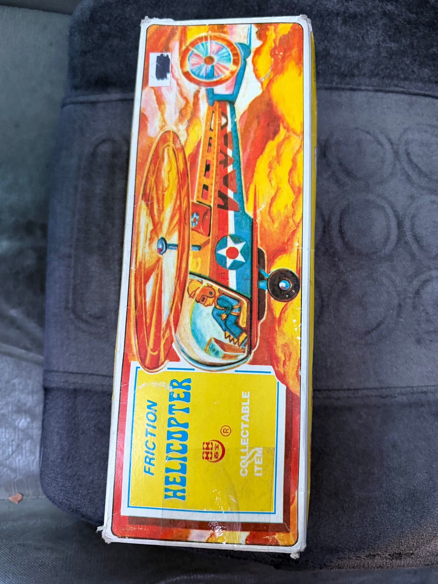 Vintage tin helicopter friction control from wheels still in box …