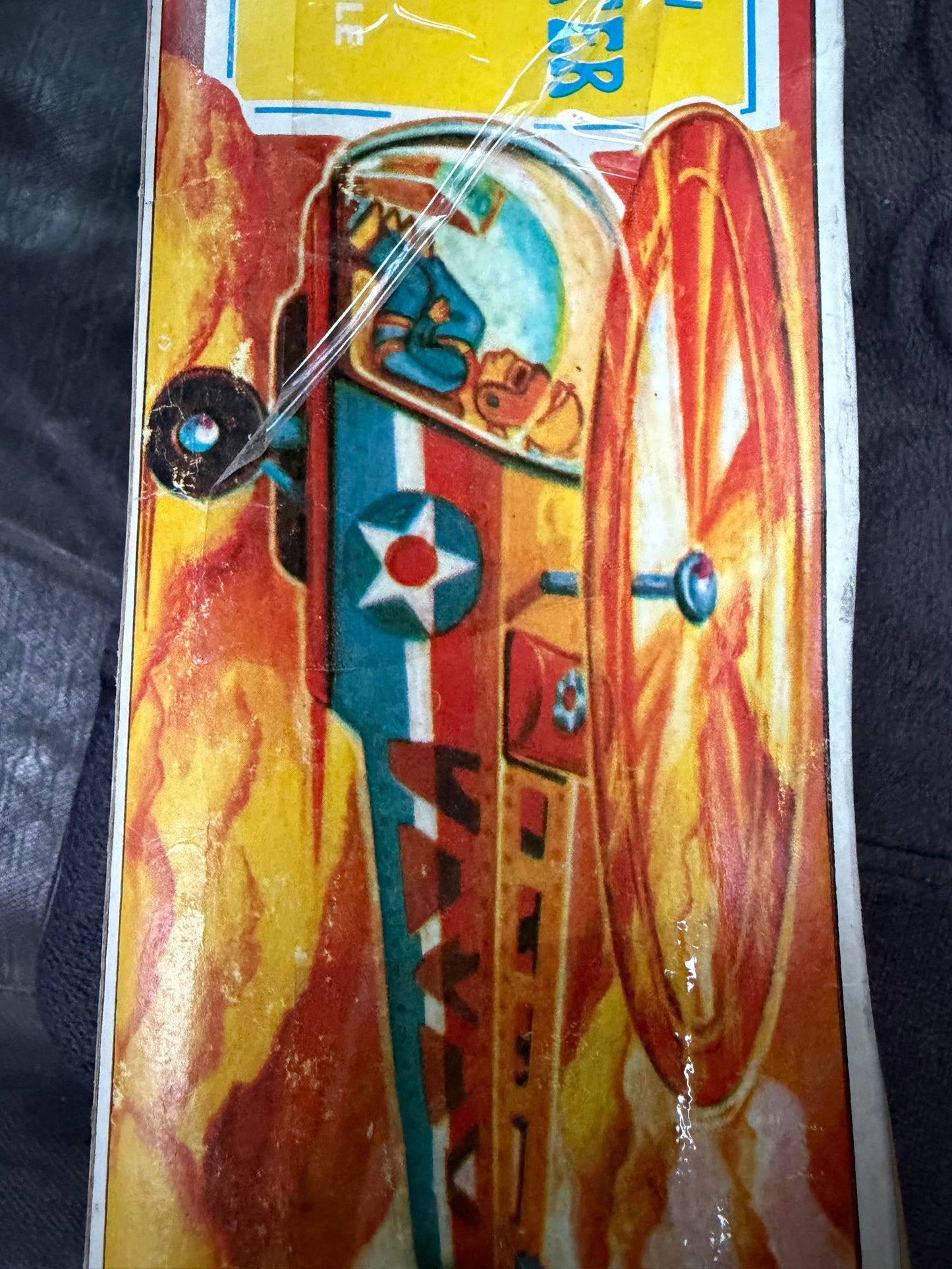 Vintage tin helicopter friction control from wheels still in box …