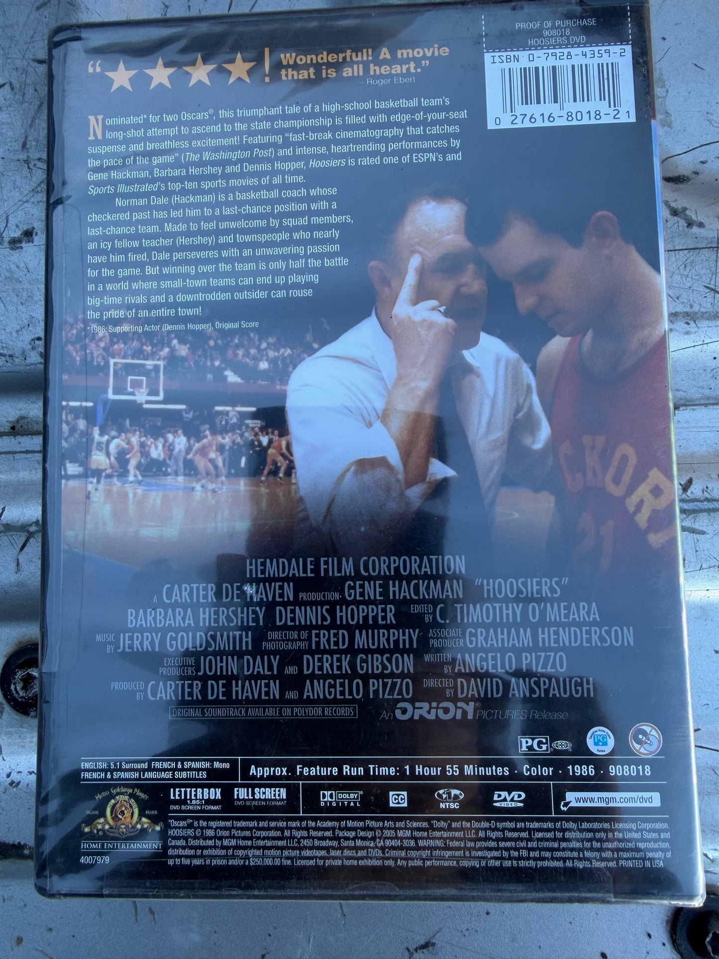 Hoosiers DVD  sealed new rated PG …