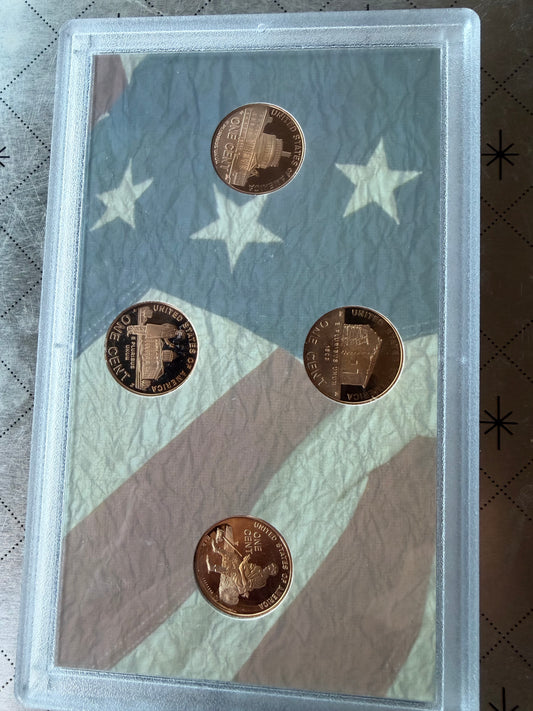 Last Copper Penny’s 4 uncirculated pennies mint condition in plastic case. 2009 American coins …