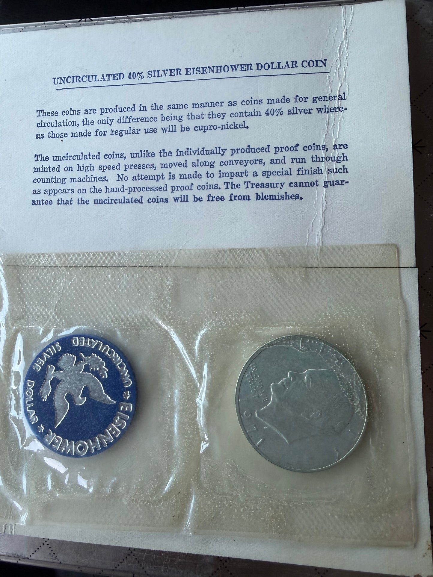 Silver Dollar coin 1971 United States of America coin sealed new uncirculated sealed 40 % silver coin new  Eisenhower dollar…