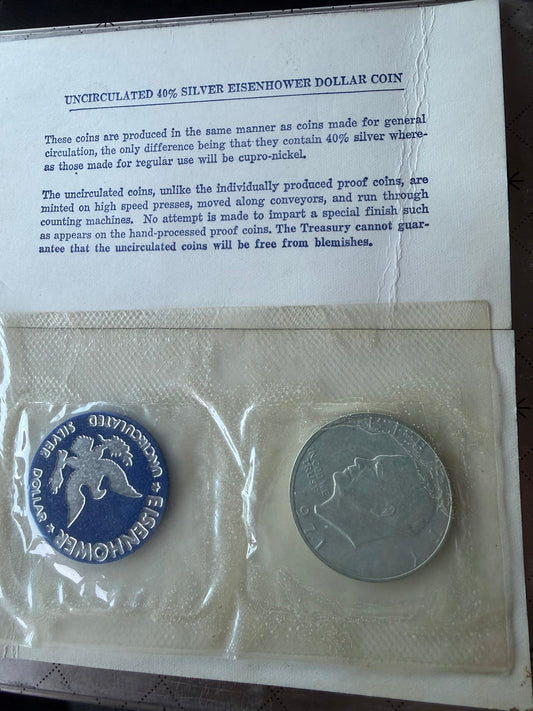 Silver Dollar coin 1971 United States of America coin sealed new uncirculated sealed 40 % silver coin new  Eisenhower dollar…