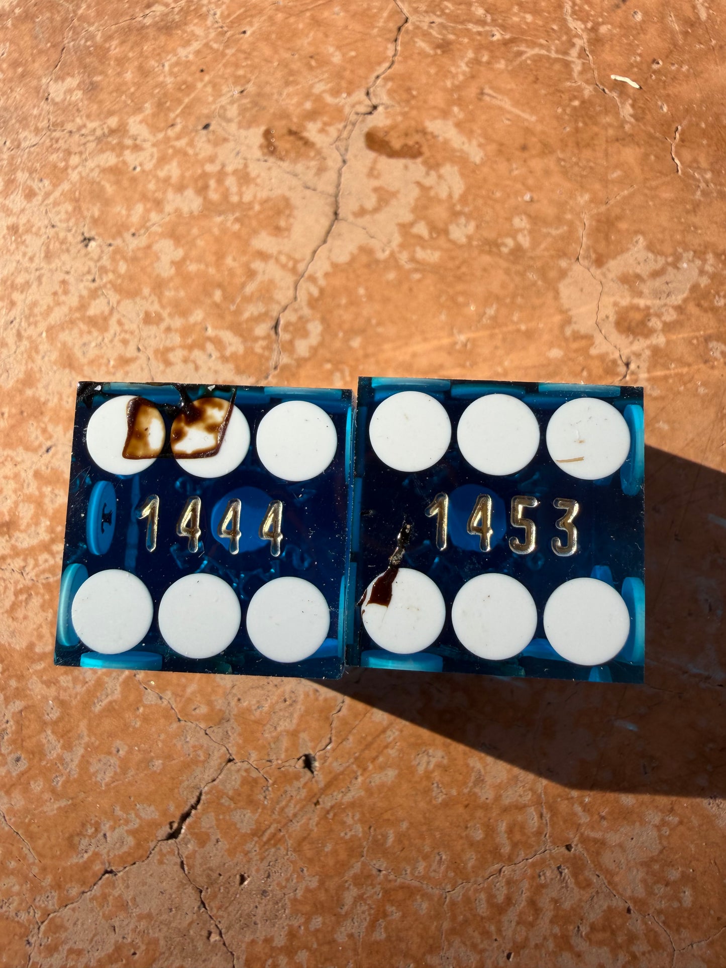 Texas Station Casino 2 blue color Dice gaming actual official dice this casino is demolished now …