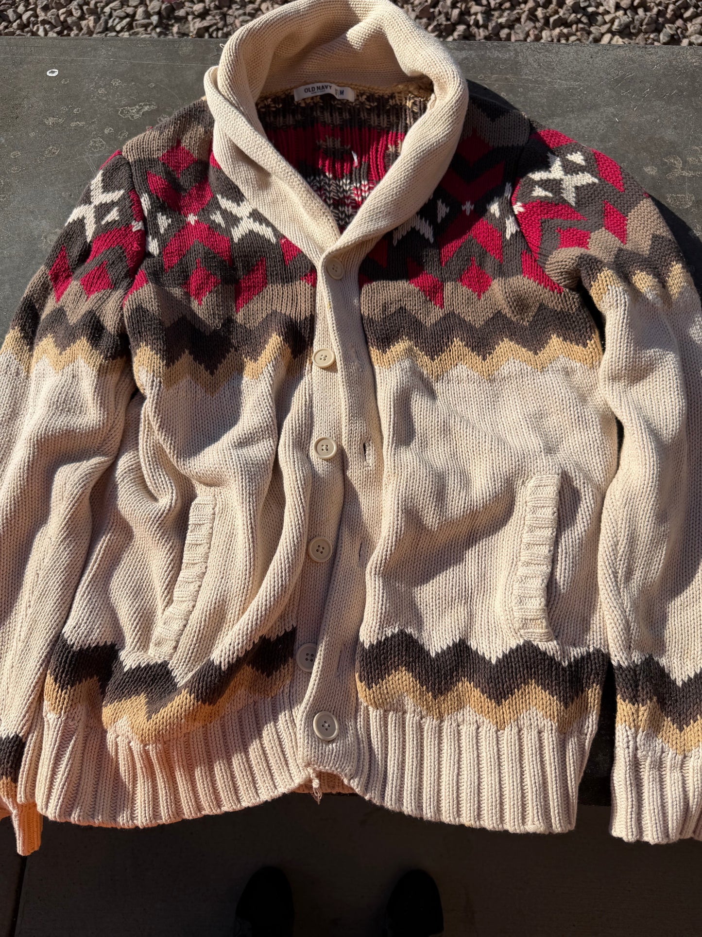 Old Navy heavy sweater knitted cotton thick sweater with long sleeve button down size Medium