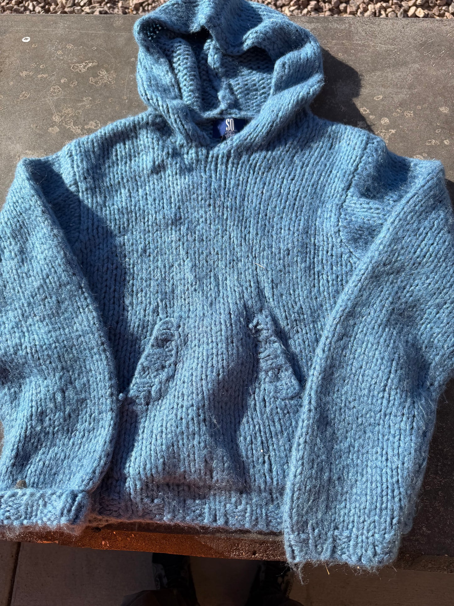 SO… clothing line. Sweater knitted silk sweater pullover  size Large blue color. …