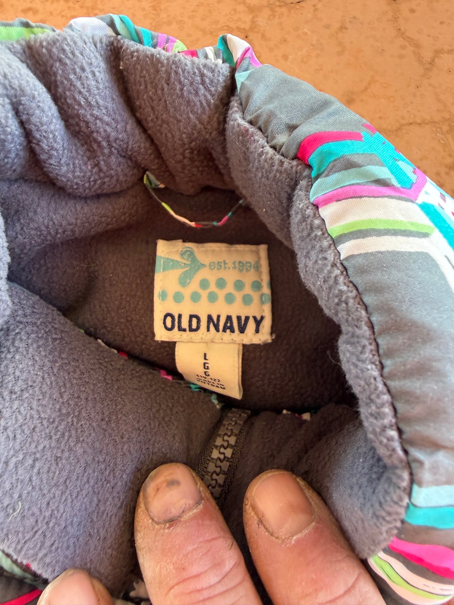 Old Navy. Padded vest colorful zipper front size Large…