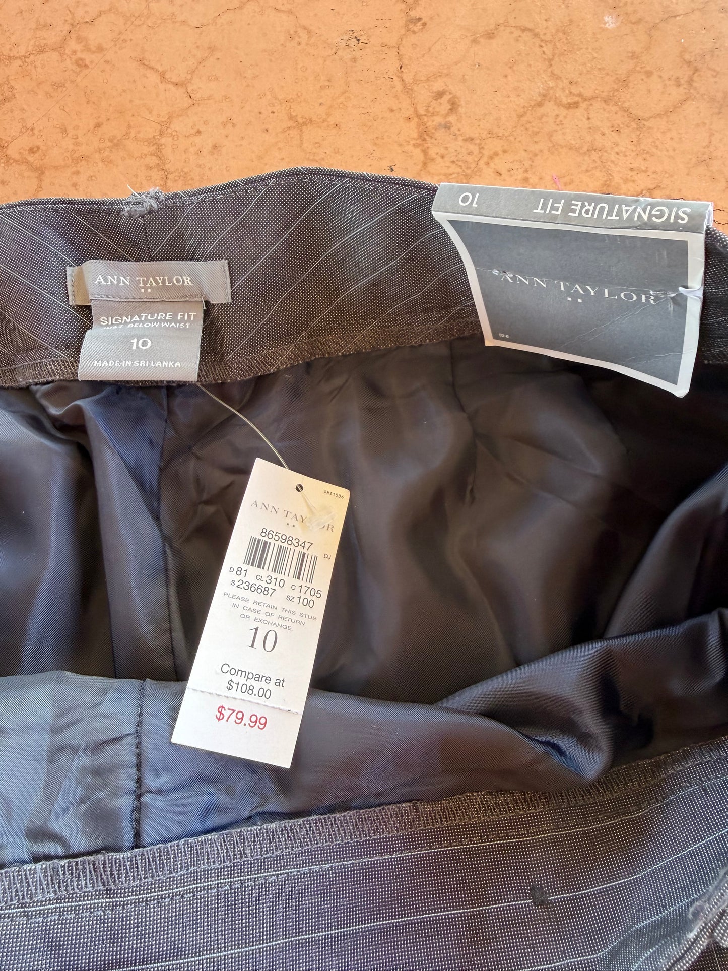 Ann Taylor signature fit dress pants gray striped business wear size 10 new …