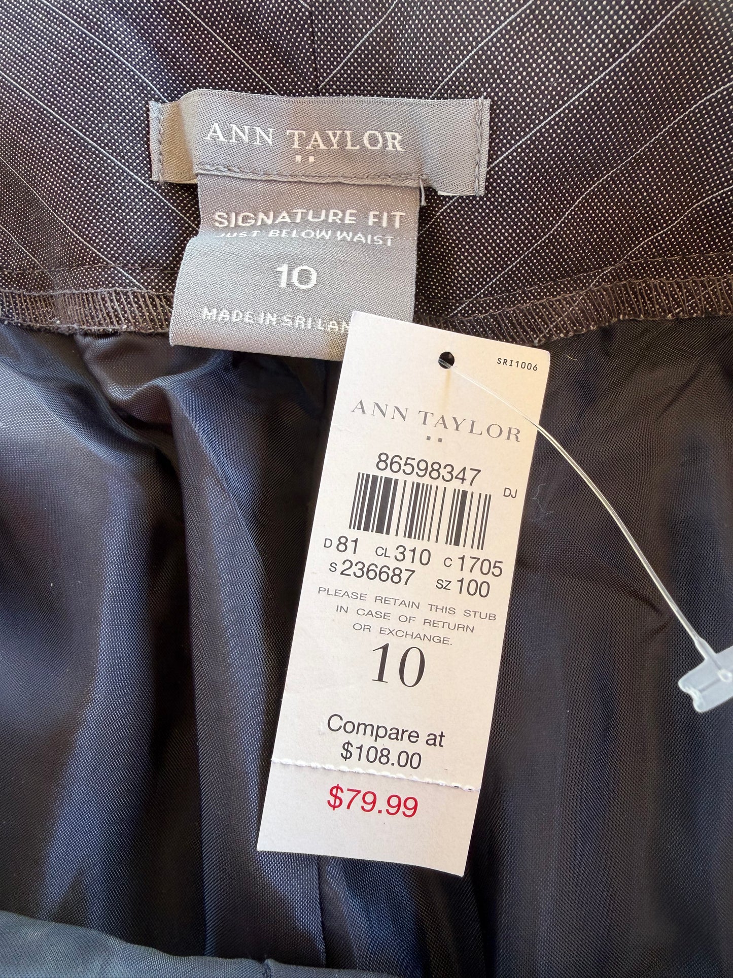 Ann Taylor signature fit dress pants gray striped business wear size 10 new …