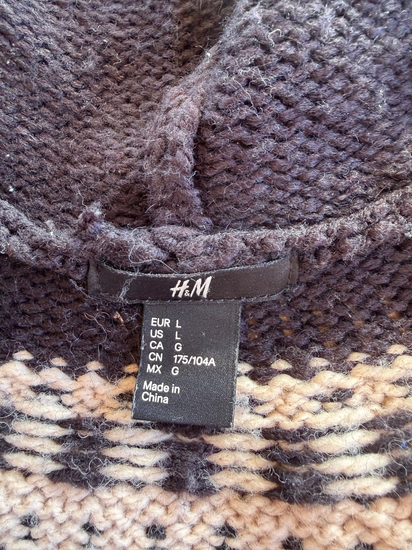 H&M clothing line full long sweater hoodie knitted coat. Heavy sweater size Large…