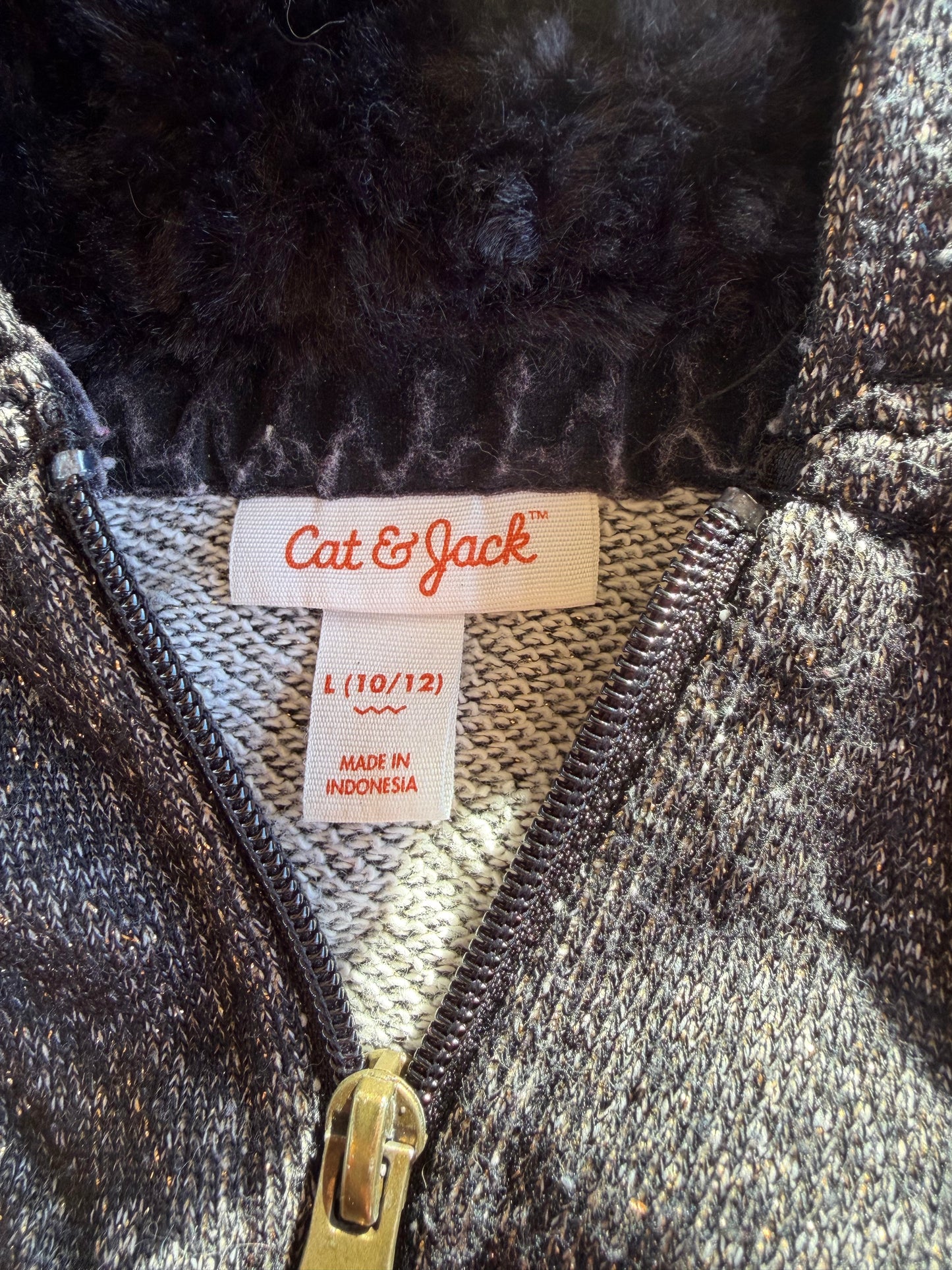 Cat & Jack clothing line hoodie dark gray size Large zipper …