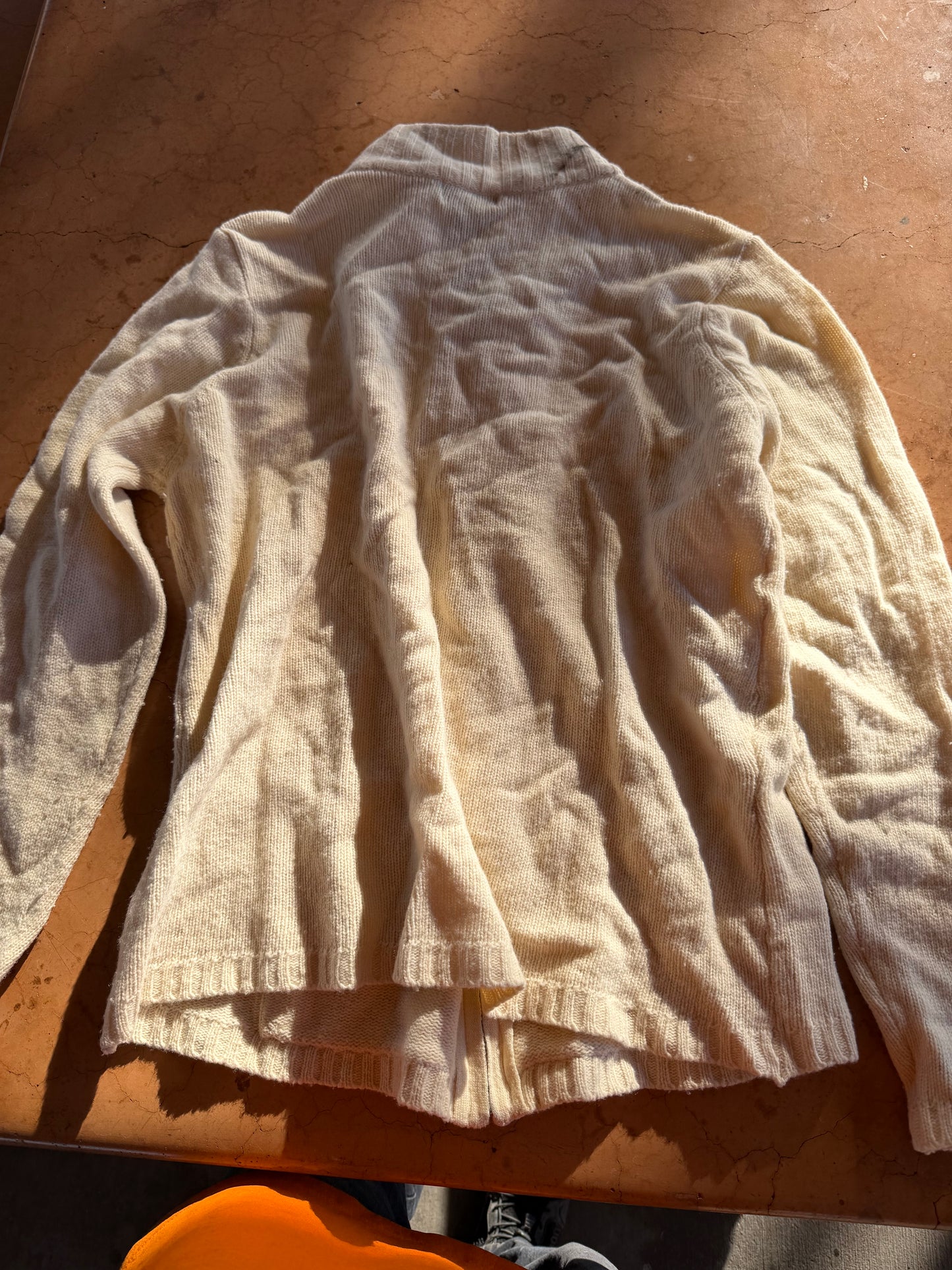 New York and company clothing sweater zip up 80% Lambs wool white long sleeve…
