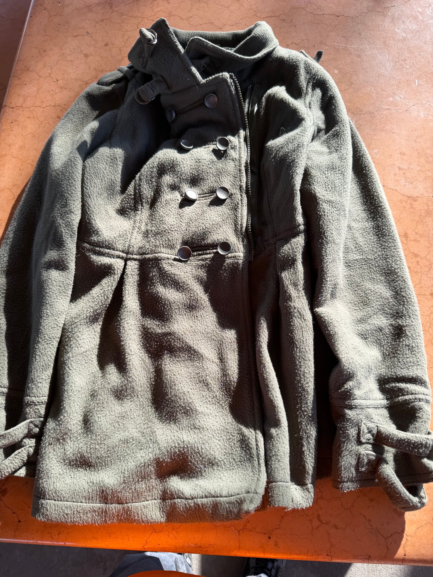 Lasa Kiss coat warm coat for winter button down and zipper cotton wool gray color size Large…