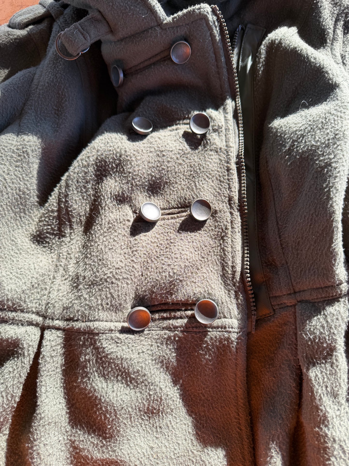 Lasa Kiss coat warm coat for winter button down and zipper cotton wool gray color size Large…