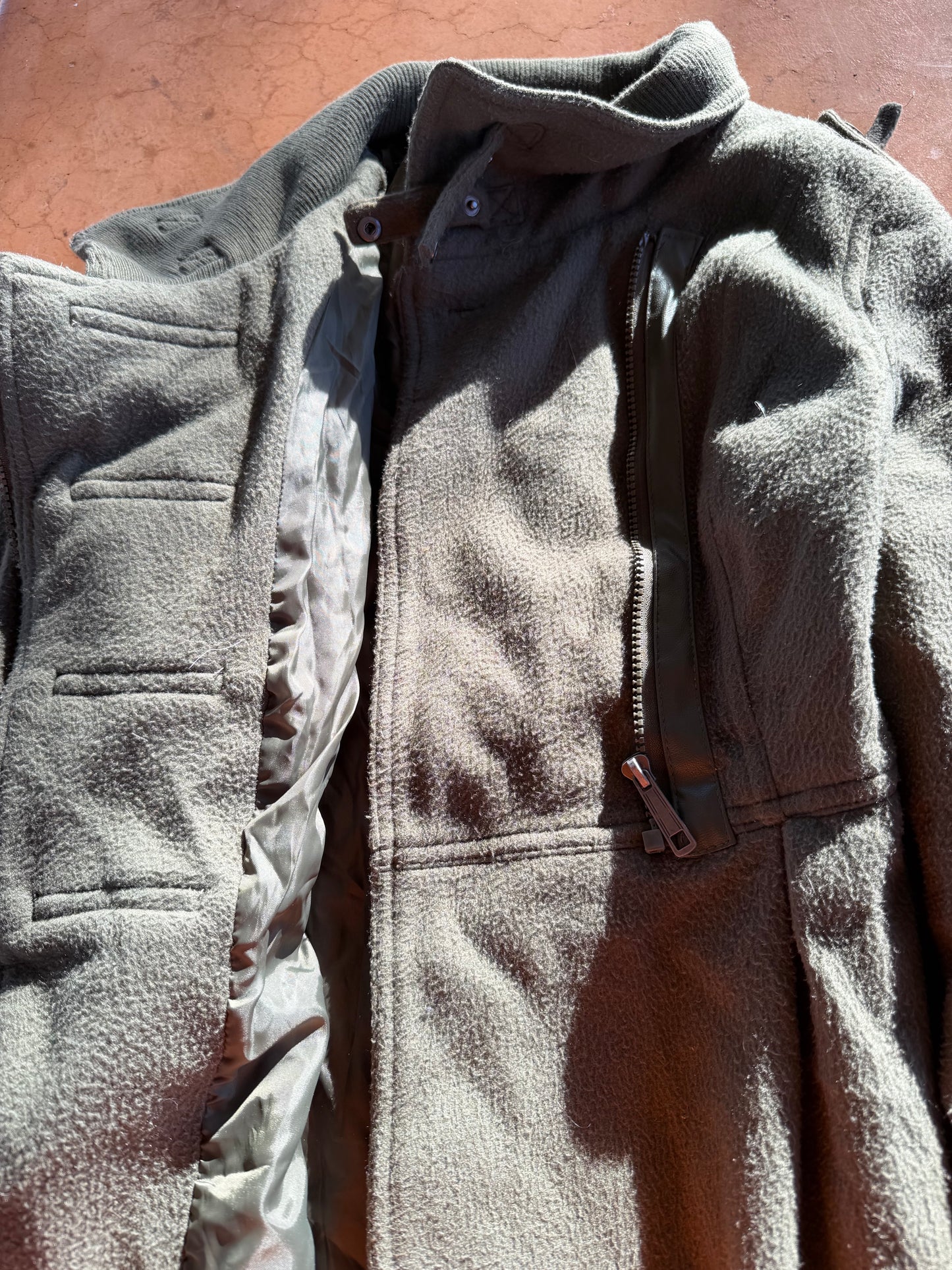 Lasa Kiss coat warm coat for winter button down and zipper cotton wool gray color size Large…