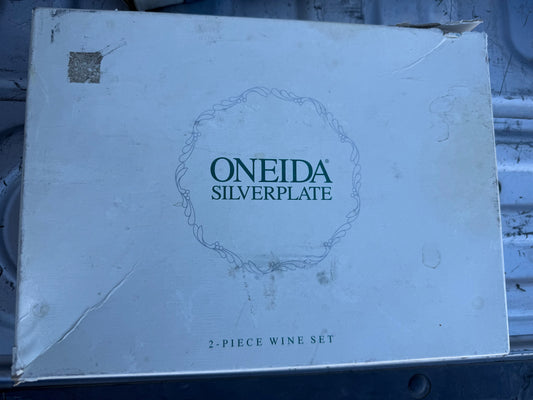 Oneida silver plated wine opener 2 piece new in box …