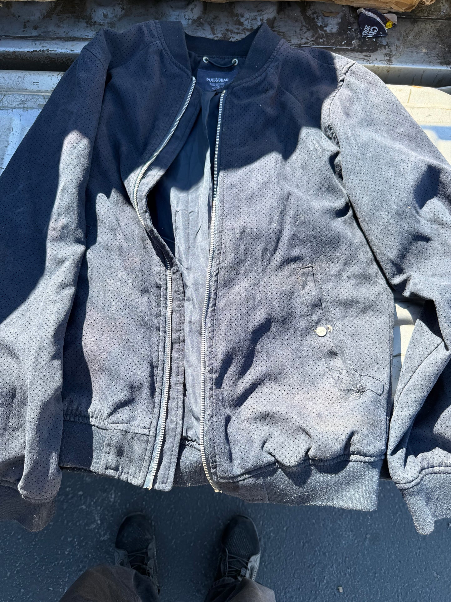 Pull and Bear clothing company jacket wind breaker size Medium dark blue color…
