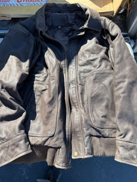 Cherokee real leather coat size XL zipper with pockets bomber style coat …