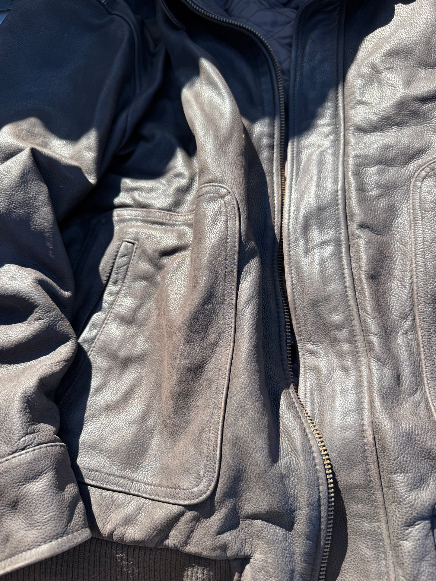 Cherokee real leather coat size XL zipper with pockets bomber style coat …