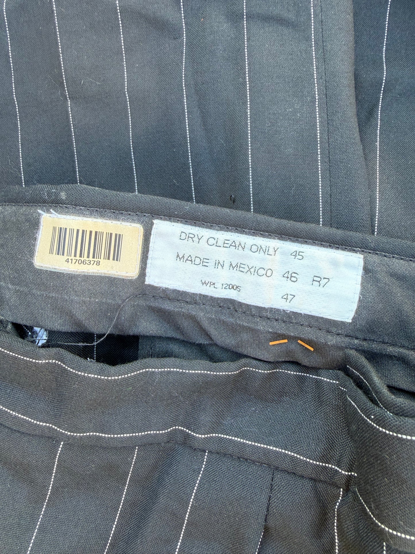 After Six clothing company Business suit ladies suit black with stripes tall and size 45 waistband tall jacket and long pants…