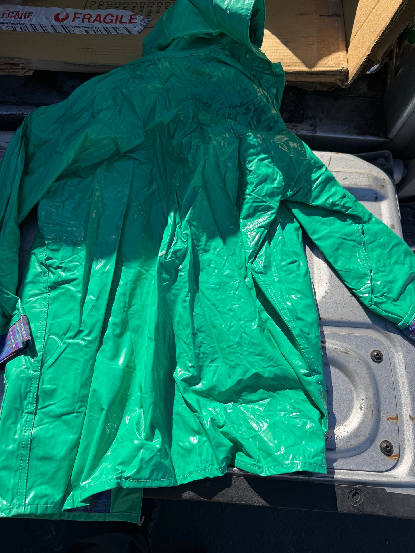 Misty Harbor rain coat size 10 green rainy day coat with cloth liner…