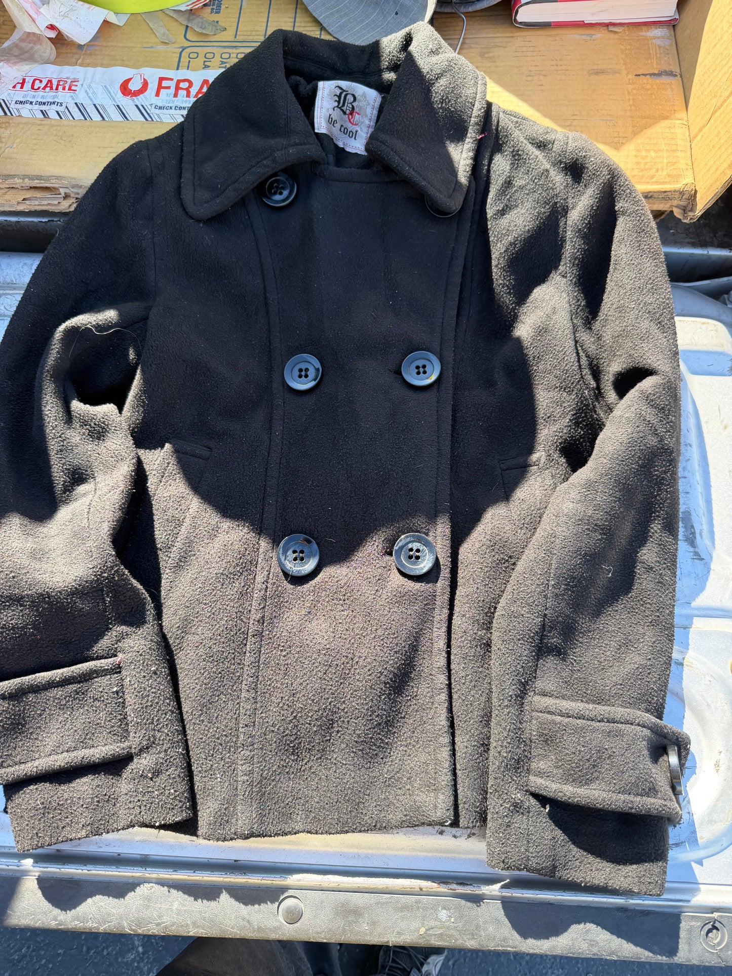 BC Be Cool clothing line coat made with cotton Wool long sleeve button up size Medium…