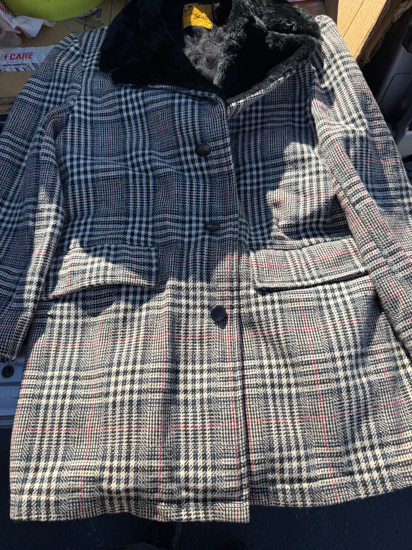 Weather Caster of New York women’s size XL plaid coat …