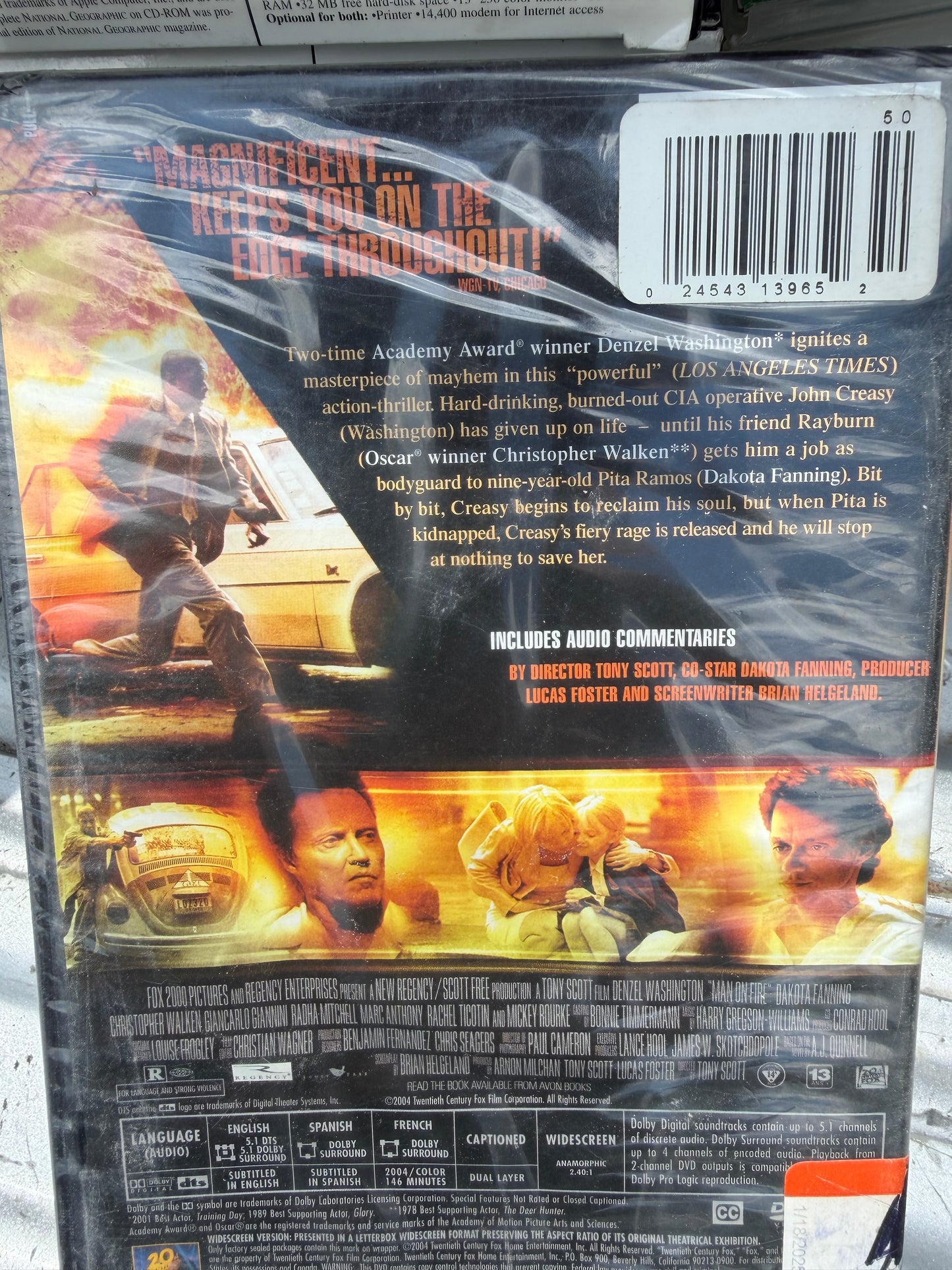 Man on fire dvd movie with Denzel Washington new sealed movie…