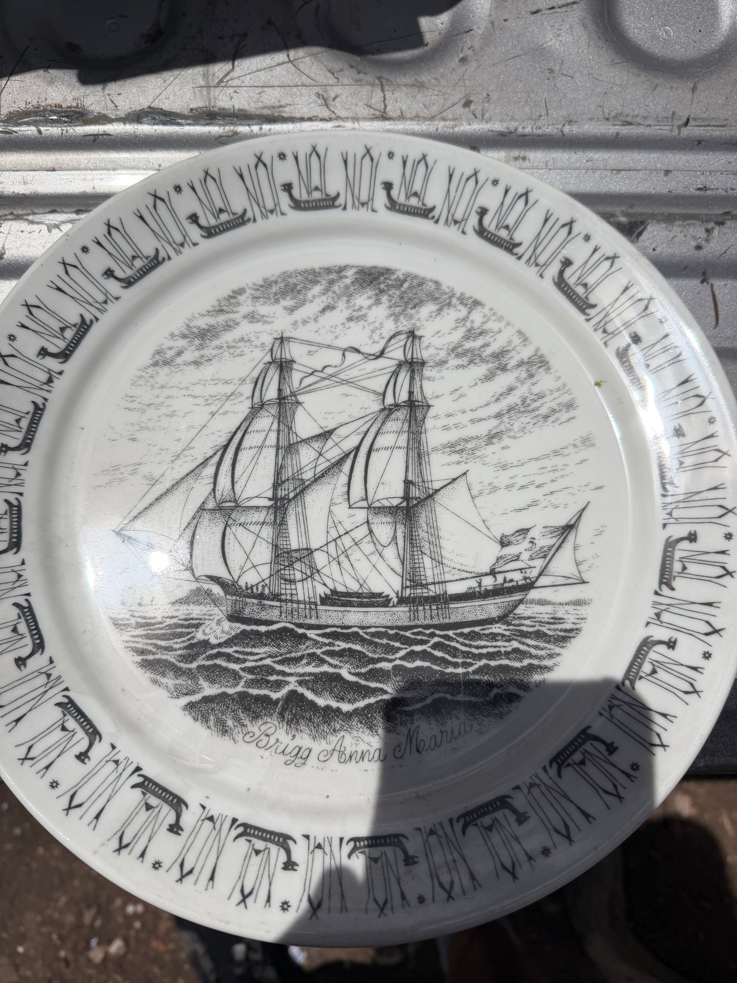 Plate of old ships of the sea. Full size Brig Anna Maria ship of 1808 …