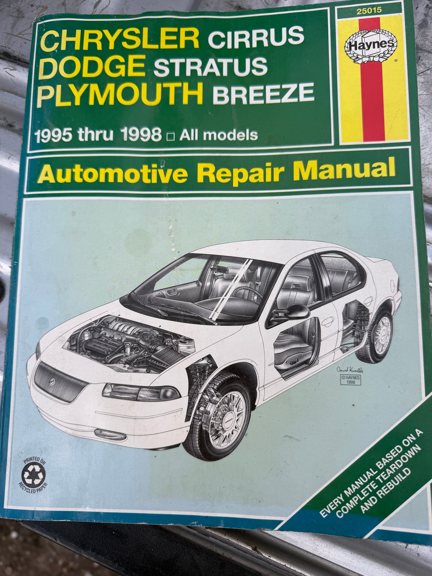 Haynes auto book Haynes Automotive Repair Manual for Dodge Stratus , Plymouth Breeze , Chrysler Cirrus. 1995-1998….