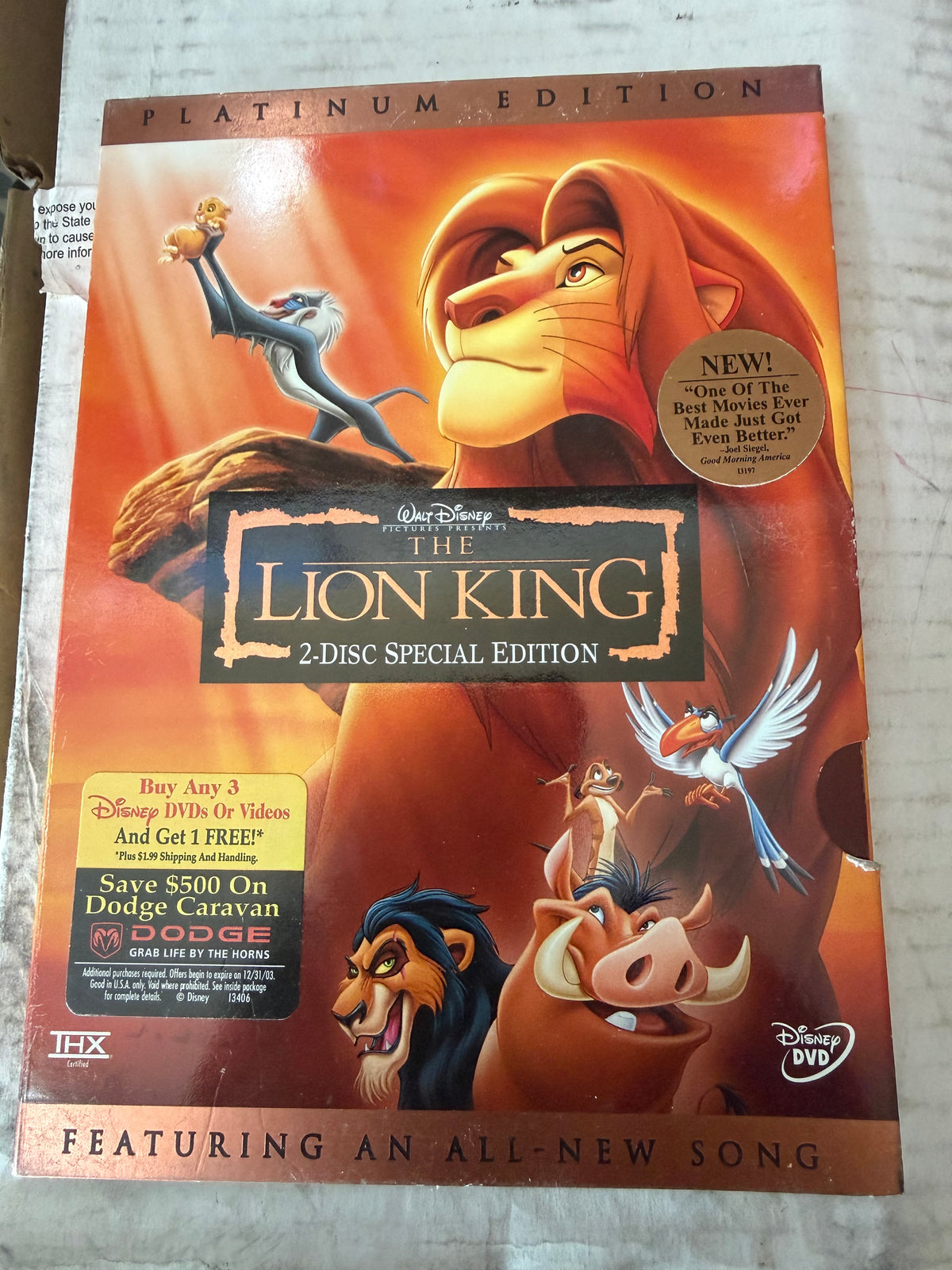 Lion King DVD movie platinum edition 2 disc set used…