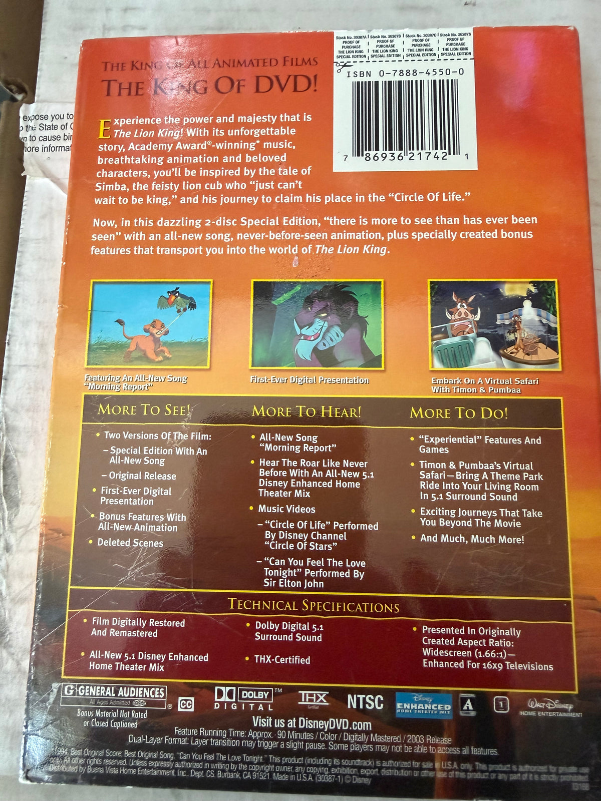 Lion King DVD movie platinum edition 2 disc set used…